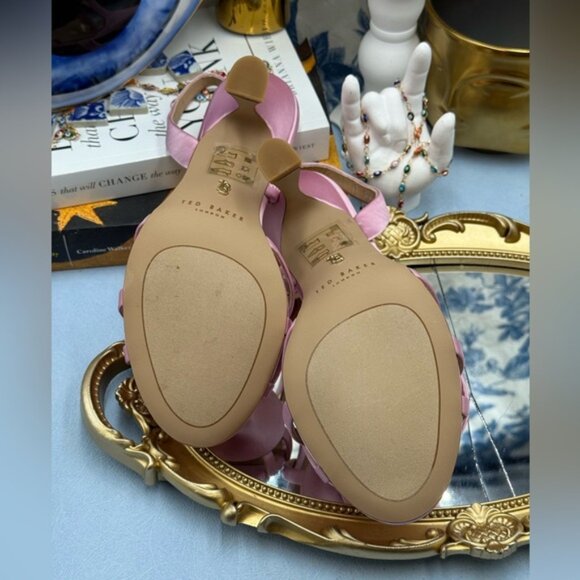 🆕 TED BAKER LONDON 🧿 NWOB ARIA ROSE Pink Floral Applique Sandal, Sz 6.5 / 37 - Picture 12 of 14